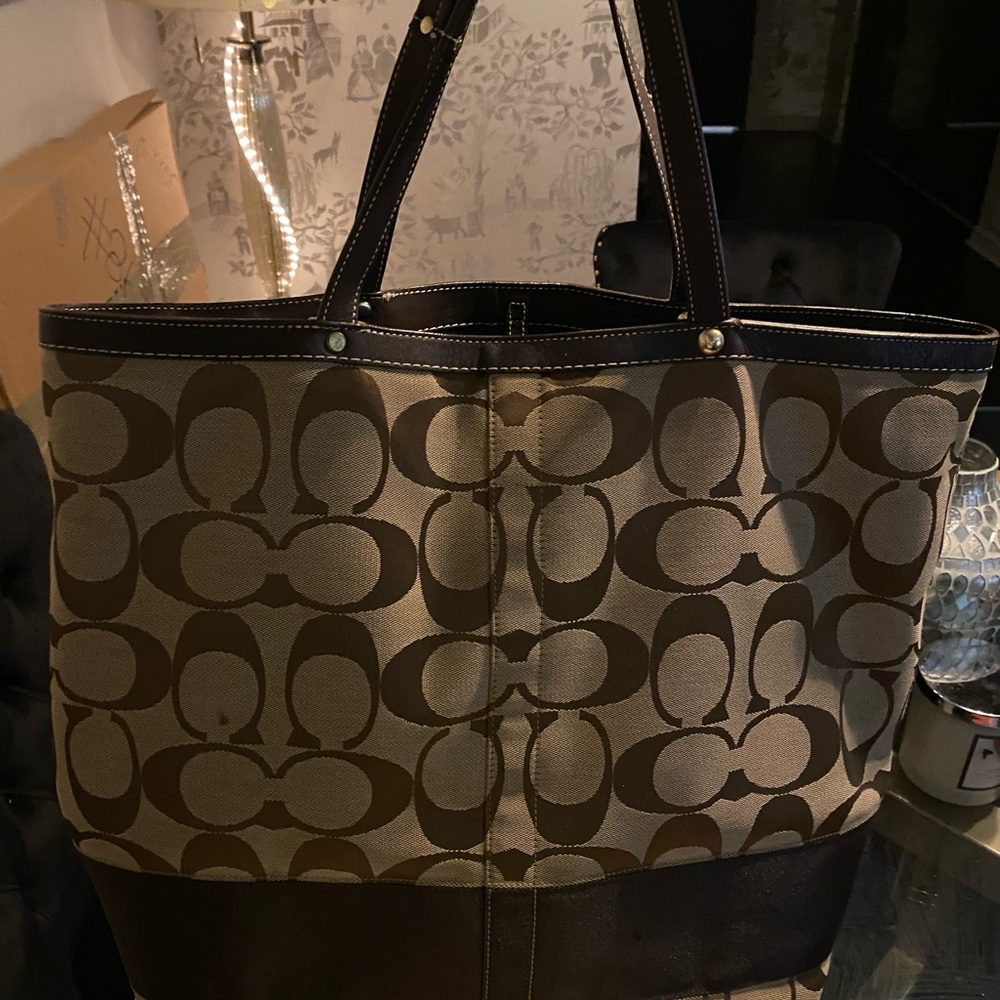 Coach Tan and Brown Signature Tote
